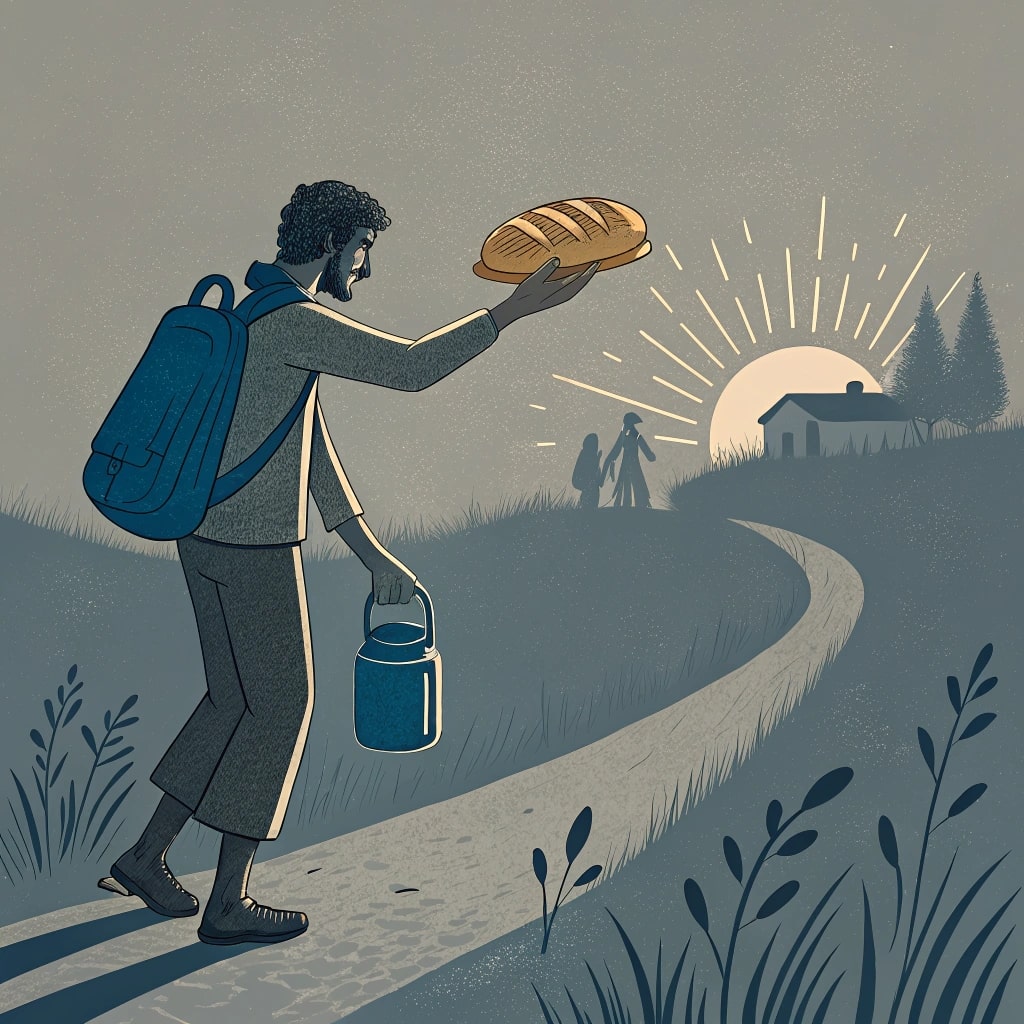 hands-extending-bread-and-water-min